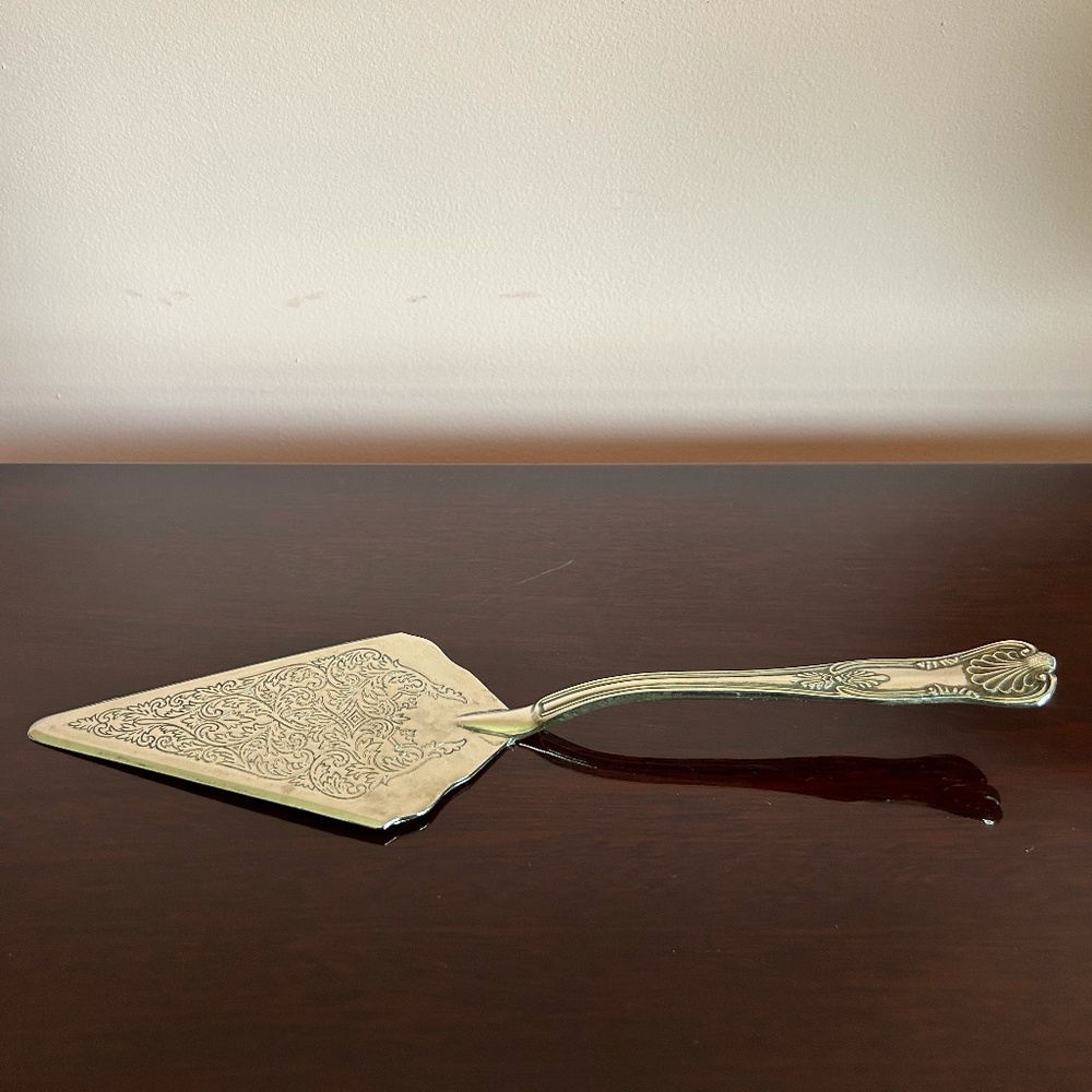 Vintage Ornate Silver Cake Server 11.75" Long 3.25" Wide 1" High